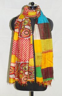Vintage Silk Kantha Patchwork Scarves