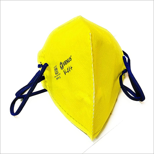 Venus V-44+ FFP1S Respirator Mask - Non Woven Cotton Material, Yellow Color | Disposable Design, Anti-Bacterial Treatment, Personal Care Use