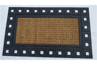 Coco Brush Grill Mats - Rubber And Coir Blend, 45x75 Cm, Black And Brown | Hand Washable, 6 Mm Pile Height, Rectangular Design For Floor Use