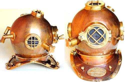 Vintage Collection Antique Nautical Brass Divers Helmet Copper Finish