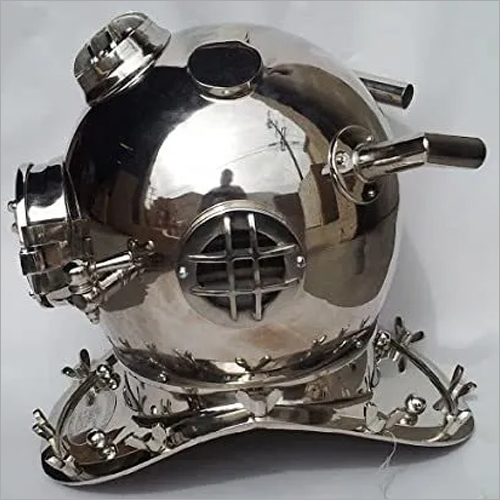 Chrome Finished Copper Divers Helmet, Us Navy Mark Five 18