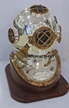 NauticalMart Antique Brass Scuba Diving Divers Helmet US Navy Mark V Solid Brass 18" w/Base