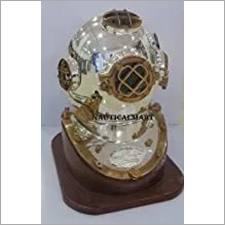 NauticalMart Antique Brass Scuba Diving Divers Helmet US Navy Mark V Silver Plated 18" w/Base