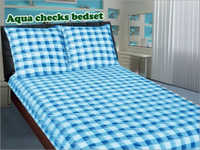 Aqua Checks Bed Set