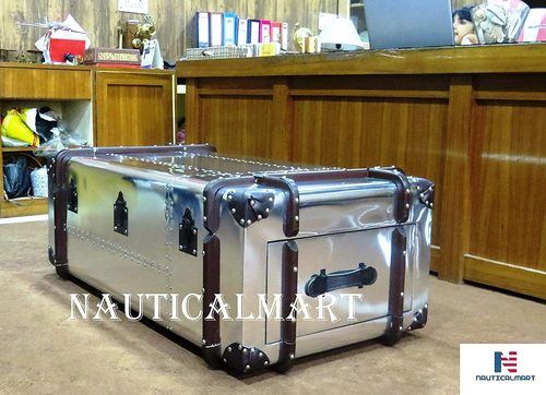 Aviator Commander Aluminum Storage Trunk Coffee Table