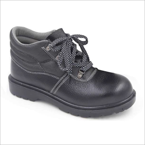 Black Mens Rubber Sole Safety Shoe
