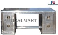 Deco Aviator Writing Desk - Aluminium Table Mid Century Industrial Furniture