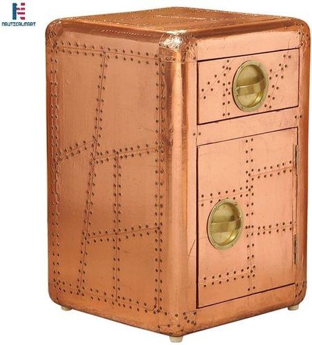 Nauticalmart Aviator Side Table With Door And Drawer Handmade Aviation Accent Chest Bronze