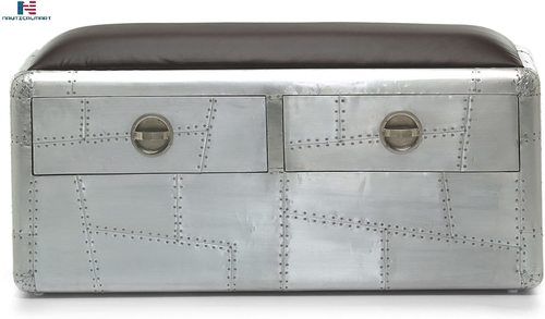 NauticalMart Aviator 2 Drawer Bench Home and Office Decor Collection