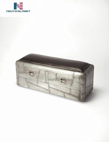 NauticalMart Aviator Industrial Modern Rectangular Storage Bench