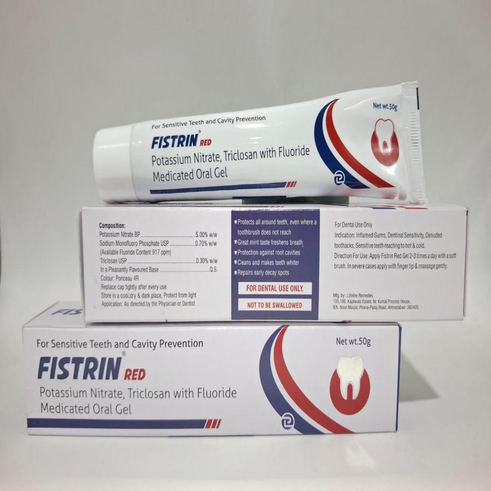 Potassium Nitrate 5%w/w Dental Gel - Sodium Monofluoro Phosphate 0.7%w/w, Triclosan 0.3%w/w | Suitable For All Ages, Oil & Ointment Formulation, Store In Dry Place