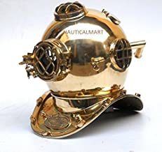 NauticalMart Divers Helmet Maritime Mark V Deep Diving Solid Brass Helmet