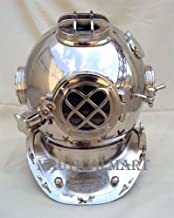 NauticalMart Antique Brass Silver Scuba DEEP Diving Divers Helmet Mark V U S Navy