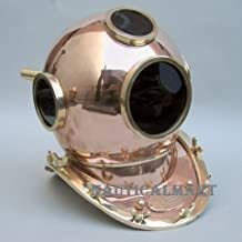 NauticalMart Solid Brass Copper Mark V Divers Helmet 17inch