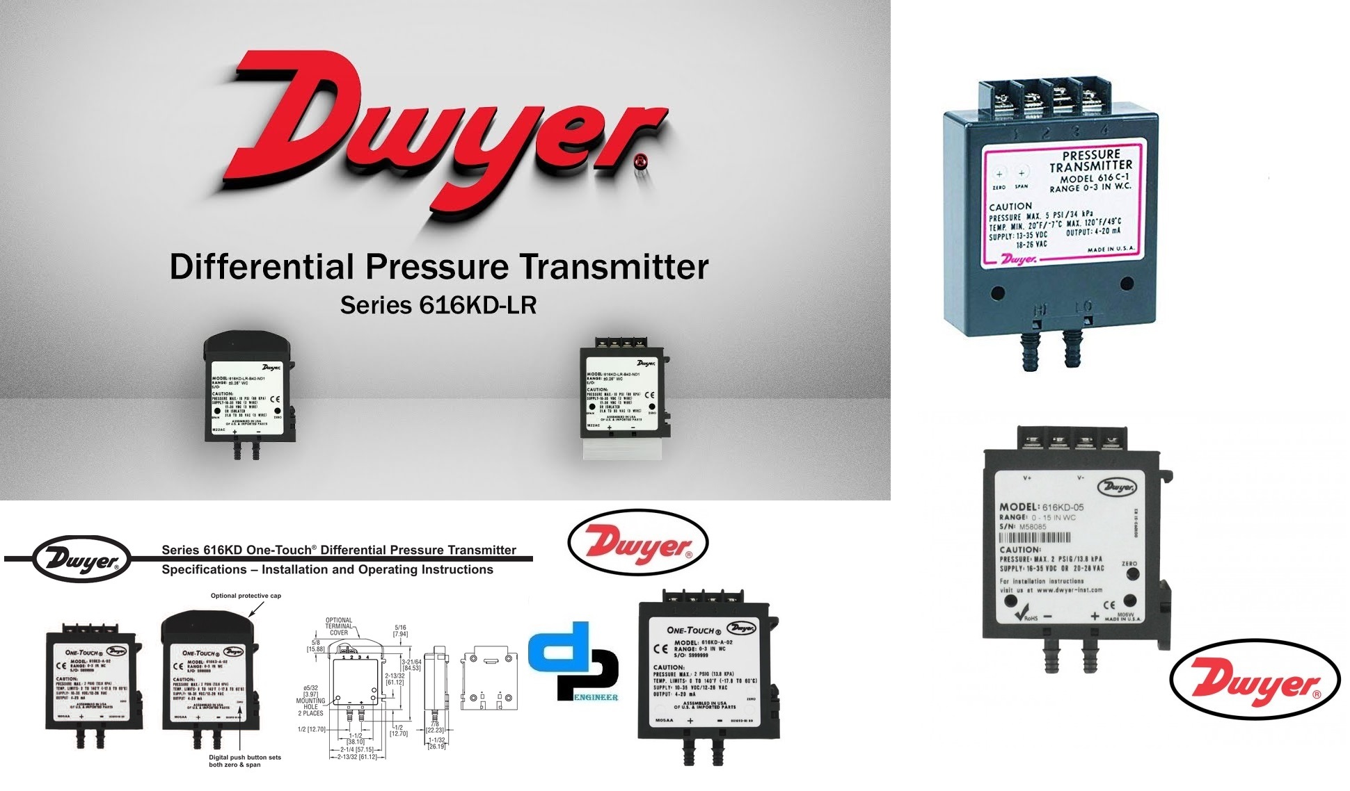 Dwyer 616KD-14 Differential Pressure Transmitter (616KD-14)