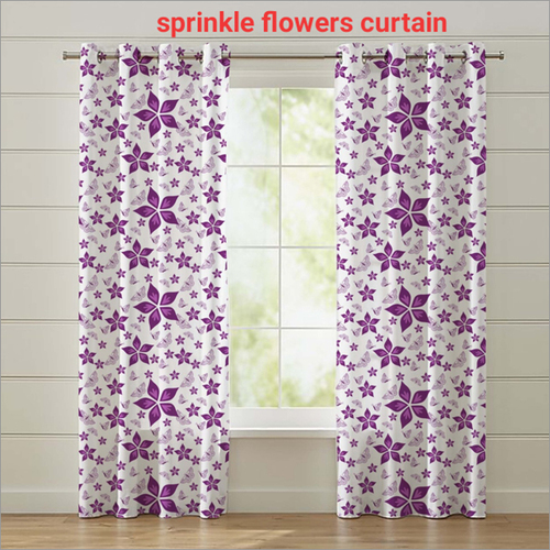White-Purple Sprinkle Flowers Curtain