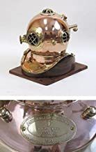 NauticalMart Copper Diver Helmet Mark V with Wooden Base Karl Heinke - Anchor Engineering