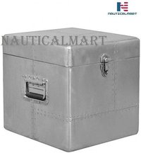 Nauticalmart Casa Padrino Luxury Designer Aluminum Side Table/chest B 50 Cm, H 50 Cm - Art Deco Vintage Furniture