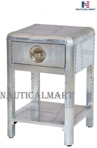 Nauticalmart Casa Padrino Luxury Aluminium Bedside Table Chest With Drawers - Vintage Furniture By Nautical Mart Inc.