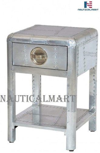 Nauticalmart Casa Padrino Luxury Aluminium Bedside Table Chest With Drawers - Vintage Furniture