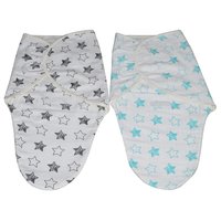 White Baby Swaddler Combo Made In Soft Muslin Fabric