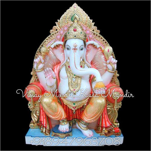 Multicolor Ganesh Marble Statue