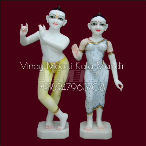 White Marble Iskcon Radha Krishna Statues
