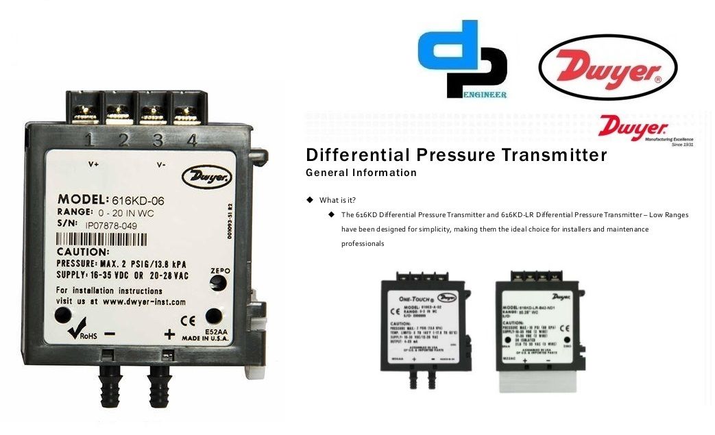 Dwyer 616KD-04 Differential Pressure Transmitter 0 to 10 in w.c (616KD-04)