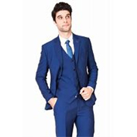 Mens Slim Fit Royal Blue 3pcs Suit