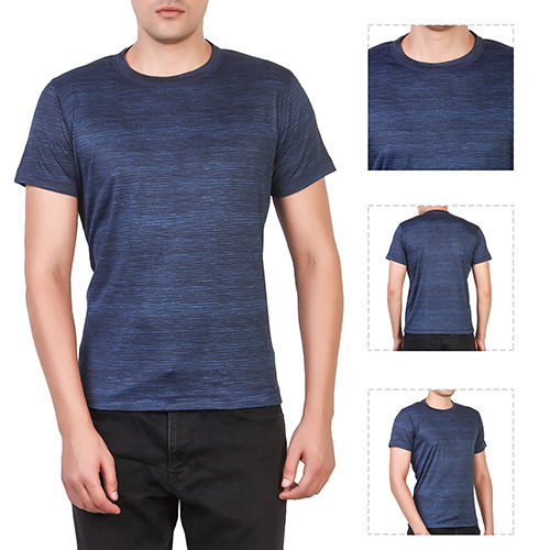 Breathable Navy Blue Round Neck T-Shirt