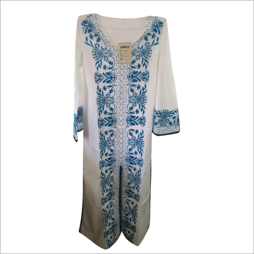 Cotton Cambric Embroidery Kaftan Dress