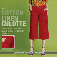 Red Cotton Line Trouser