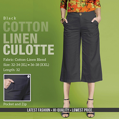 Black Cotton Line Trouser
