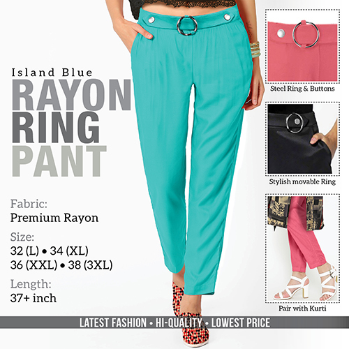 Blue Rayon Ring Pant