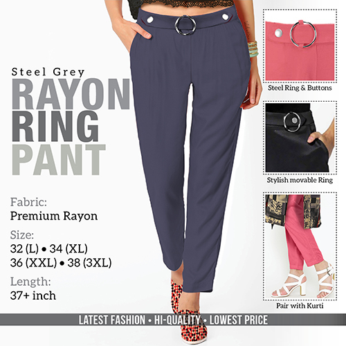 Steel Grey Rayon Ring Pant
