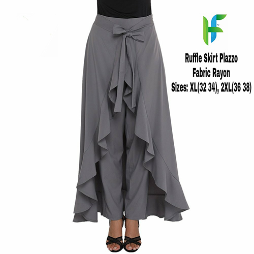 Grey Ruffle Palazzo
