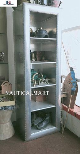 NauticalMart Narrow Single Shelving Aluminium Book Shelf Hand-Made Standing Wall Shelf