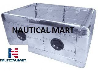 NauticalMart Vintage Coffee Table Aluminum Trunk