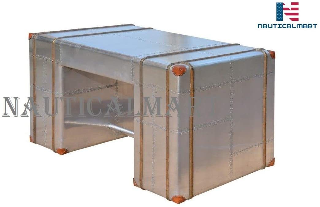Deco Aluminum Writing Desk - Vintage Look Aviator Furniture