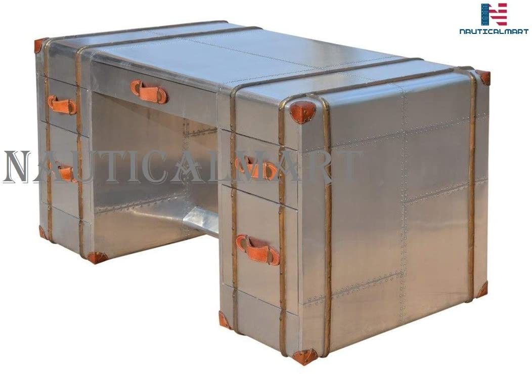 Deco Aluminum Writing Desk - Vintage Look Aviator Furniture