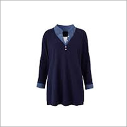 Ladies Full Sleeve Top - Cotton Blend, Sizes S, M, L | Plain Pattern in Blue, Ideal for Summer Wear with Diverse Sleeve Styles