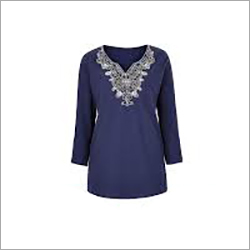 Ladies Designer Top - Soft Fabric, Size L, Blue Color | Trendy Summer Casual Wear, Beautiful Prints for Effortless Style