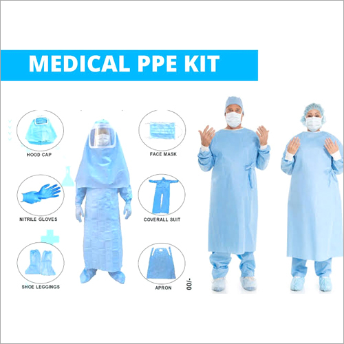 Medical PPE Kit - Various Specifications | Face Protection, Gloves, Mask, Body Coverall, Sky Blue, Unisex, Application: Hospitals, Clinics, Labs