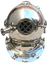 Nautical Decor Sea Scuba Diving Helmet Chrome Finished Mark V Us Navy Nickel Finish