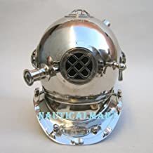 Nauticalmart Solid Brass Chrome Plated Mark V Helmet 17"