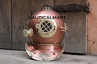 Nauticalmart Maritime Collectible Vintage Diving Helmet Mark V Desktop Decorative Helmet Deep Brass Copper Antique