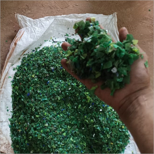 Green Packed PET Bottle Flakes - 50 kg Bag, Green Color, 1.38 g/cmÂ³ Density | Ideal for Industrial Bottle Making Applications