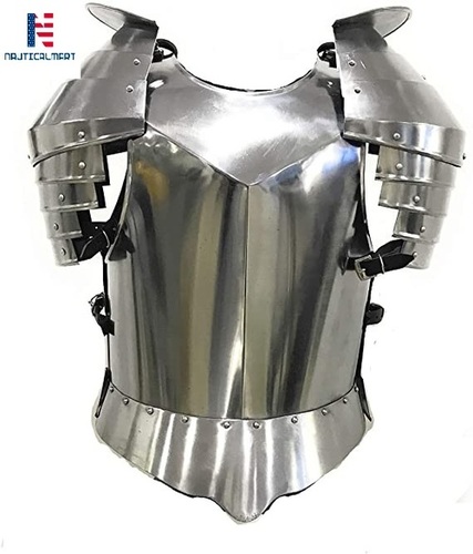NauticalMart Medieval Times Shoulder Guard Steel Breastplate One Size Fits Most Silver