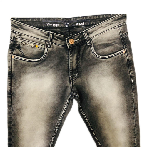 Faded Black Denim Jeans - Waist Size 30-36 Inch | Regular Fit, Quick Dry, Washable, No Fade, Dry Clean Friendly