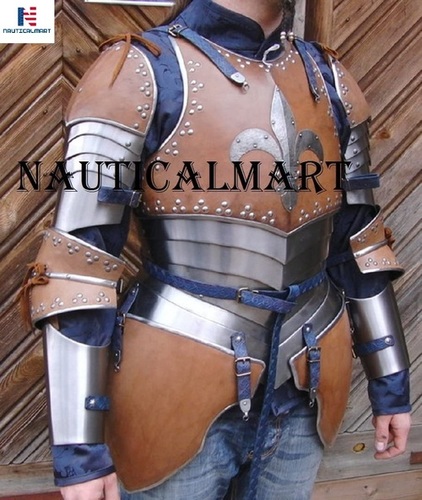 NAUTICALMART LARP Armor Fantasy Medieval Costume Armor Steel Armour Breastplate with Arm Set
